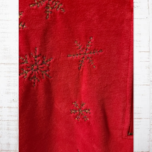 Hot Pink Velvety 2pc Set w/ Sparkly Snowflakes by Links - Picture 8 of 12